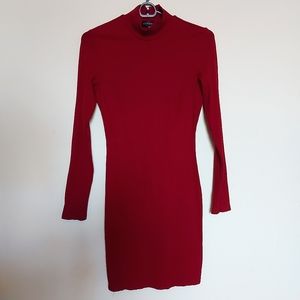 Dynamite Stretchy Ribbed Bodycon Sweater Dress with Mock Neck